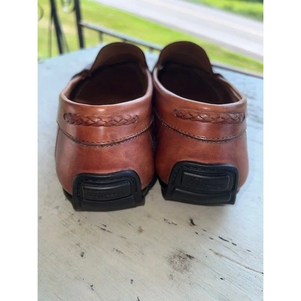 Bragano Men's Driving Penny Loafers Brown Leather Size 10.5M Made in Italy